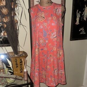 Coral Floral Sleeveless Mini Dress